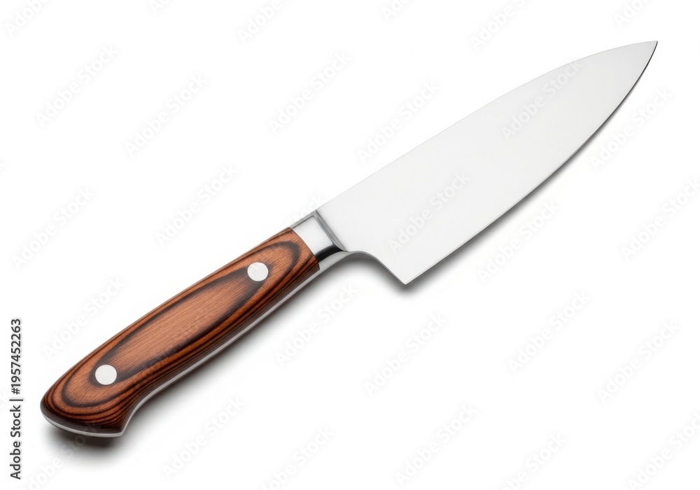 Fototapeta premium Knife with wooden handle isolated on white background