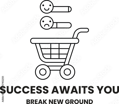 Cart holds two faces: one smiling, one frowning