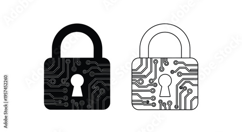 Two digital lock icons representing cybersecurity and data protection