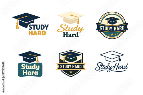 Study hard: unique graduation cap logos for academic inspiration