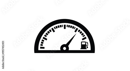 Black and white illustration of a fuel gauge showing a partial tank