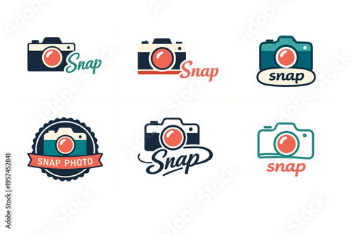 Vintage camera logo designs with unique typography and retro aesthetic