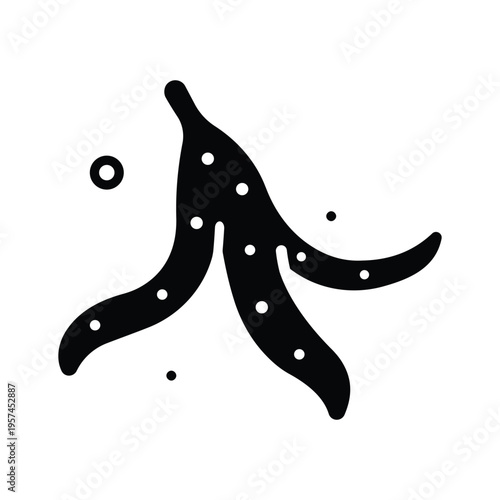 Well crafted glyph icon of banana peel slipping prank