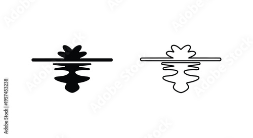 Abstract black and white designs resembling stylized trees or plants