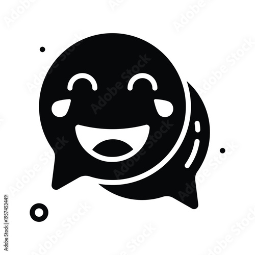 A visually appealing glyph icon showing laughing chat bubble
