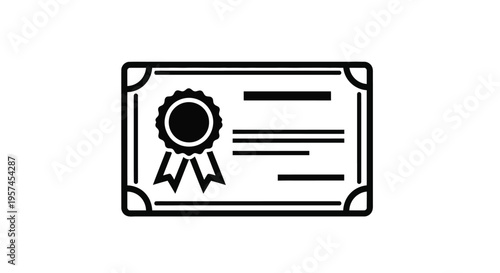 A simple black and white illustration of a certificate or award