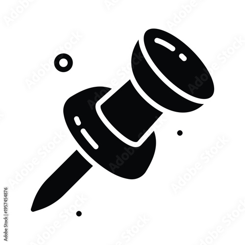 Easy to edit glyph icon of push pin office stationery