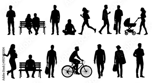 Set of human silhouettes in different poses