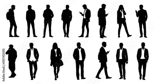 Set of human silhouettes in different poses