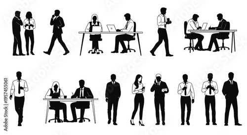 Set of human silhouettes in different poses