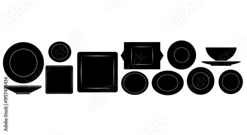 black cutlery silhouettes set simple