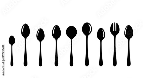 black cutlery silhouettes set simple