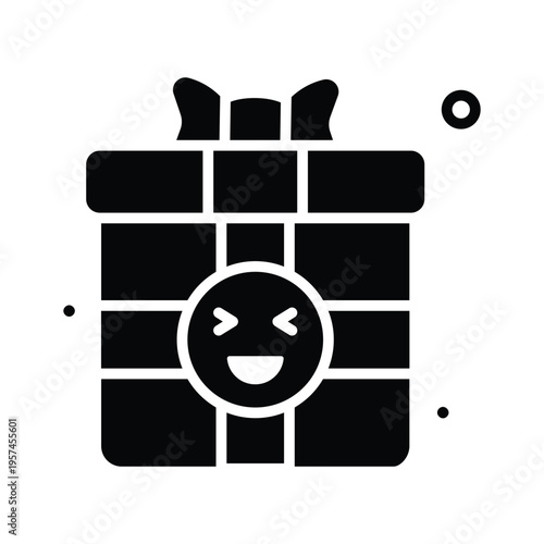 A captivating glyph icon representing gift box surprise present