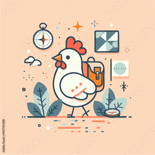 Cute cartoon fish swimming in a snowy winter pattern for a fun Christmas greeting card vector illustration