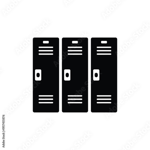 Simple black icon depicting three school lockers side by side