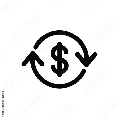 Circular arrow with a dollar sign representing financial transactions