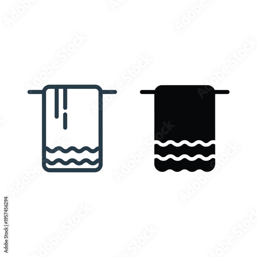 Two towel icon variations outlined and filled displayed side by side