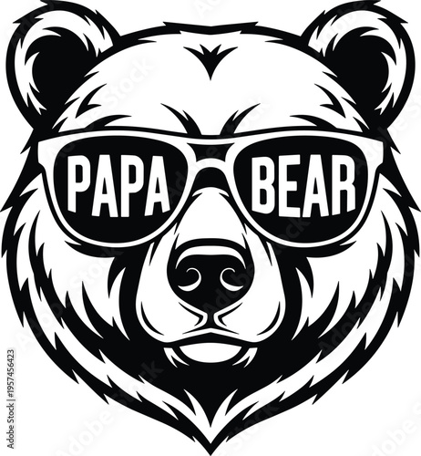 Papa bear illustration with sunglasses