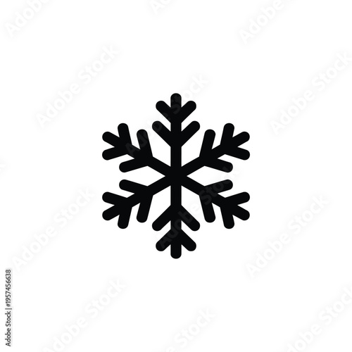 A detailed black silhouette of a complex six pointed snowflake