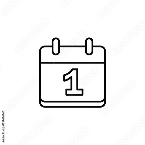 Simple line drawing of a calendar with the number one displayed