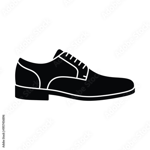 Simple black silhouette of a classic men s dress shoe on white