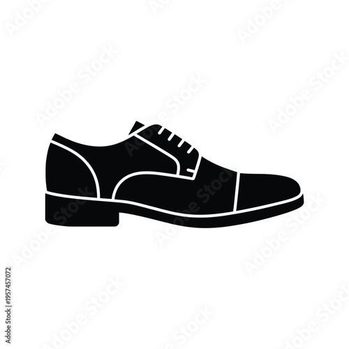 Simple black silhouette of a classic lace up dress shoe on white