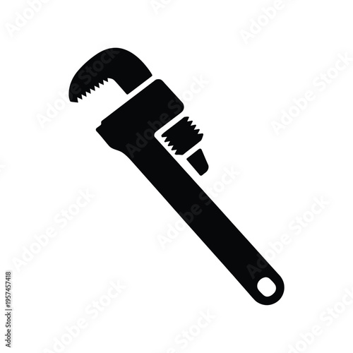 Simple black and white illustration of a pipe wrench tool