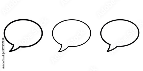 Speech bubble icons set with empty oval chat clouds for conversation communication message and dialogue elements in minimalist outline graphic design style
