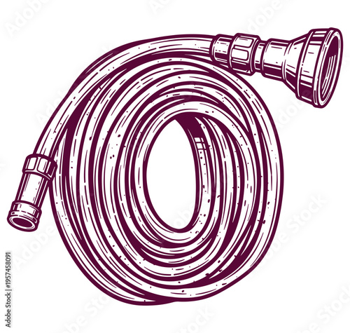Coiled hose pipe with nozzle and connector ends for watering or irrigation systems
