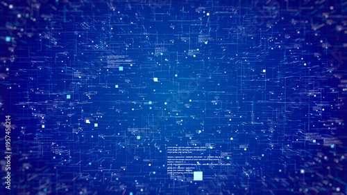Technology digital cyberspace, data network connection. Futuristic sci-fi with hud ui system interface illustration background