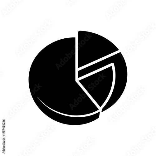 Black and white pie chart with a single slice separated from the rest