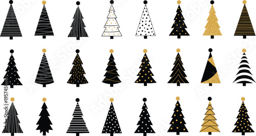 Collection of 20 unique christmas trees with various patterns