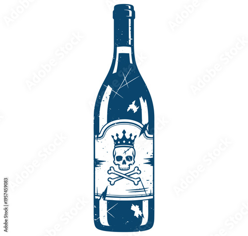 Poison bottle with skull and crossbones label  toxic symbol