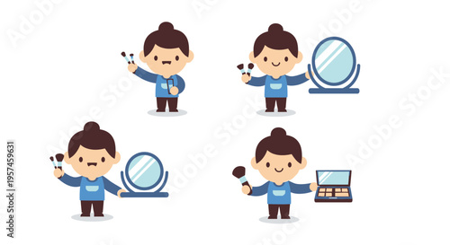 Makeup Artist Character Set Beauty Salon Cartoon Vector Illustrations Isolated on White Background