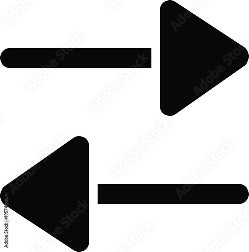 Black arrows pointing in opposite directions on a white background left arrow right arrow