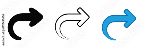 Arrow Icons Direction Change Flow Curved Down Redo Undo Navigation Symbol Modern Web Design Graphic Element Vector Illustration Collection