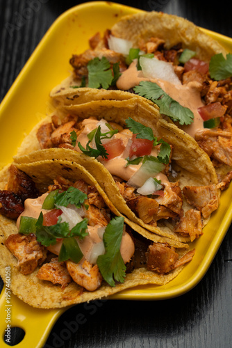 A plate of delicious Mexican tacos
