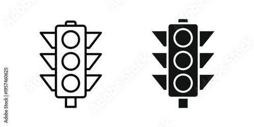 traffic light icons set with go and stop signals flat design vector illustration