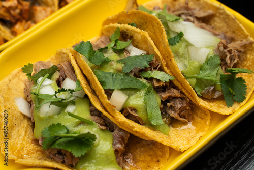 A plate of delicious Mexican tacos
