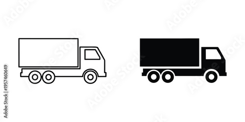 empty cargo truck and delivery vehicle flat design vector illustration