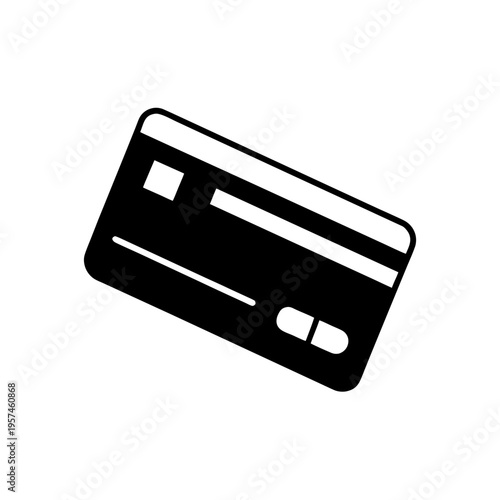 Black and white stylized credit card icon with chip and signature strip