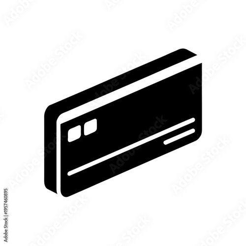Black credit card icon with a chip and signature strip