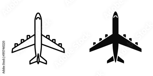commercial airplane takeoff and landing flat design vector illustration