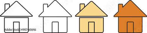 Four house with increasing color fill home outline