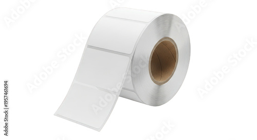 Blank adhesive labels roll isolated on transparent background
