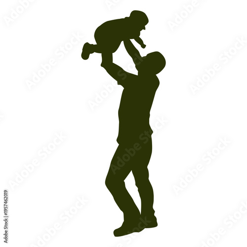 Father picking son silhouette