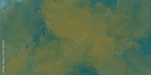 Abstract dark emerald and olive-green watercolor background with splash texture.