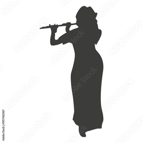Female flute musician silhouette