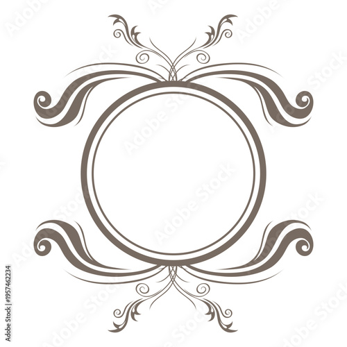Floral swirls elliptical frame