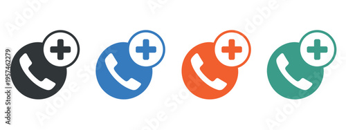 Medical Call Icons Health Phone Emergency Consultation Communication Service Doctor Support Hotline Telemedicine Care Symbol Vector Illustration Collection